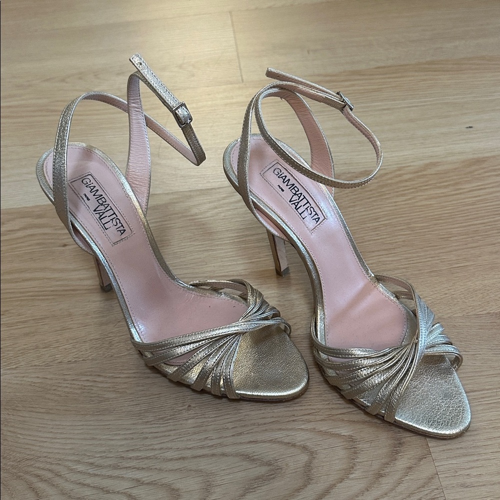 Giambattista Valli Paris Gold Strappy Heels - size 38.5